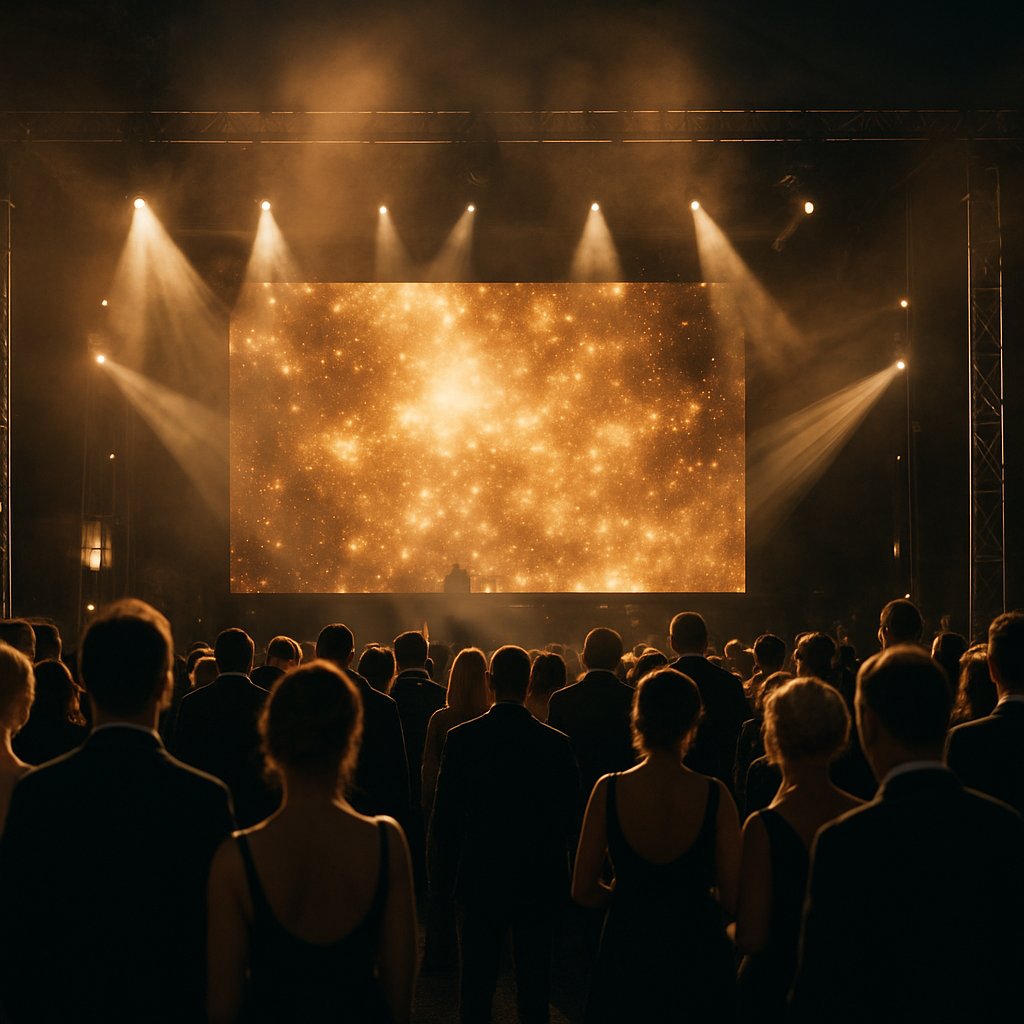 Premium outdoor evening event with a large LED wall, stage and lighting